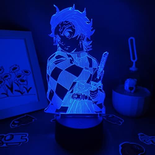 Quzuer 3D Anime LED Night Light Demon Slayer Lava Lamp Anime Figure Tanjiro Kamado 3D LED RGB Night Lights Gift for Friend Bedroom Manga Decor Kimetsu No Yaiba 16 Color