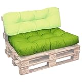 bananair - Cojines para Palets - Tela Resistente, Anti-UV y Repelente al Agua - Muy Cómodo, Relleno de Espuma - Cojines Exterior para Jardín y Terraza (Cojín de Asiento 120x80 cm, Verde)