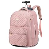 Vessgra Rolling Backpack for Women Adults with wheels, Travel Wheeled Bag Carry on, 17.3 Inch Laptop Bag, Large Rolling Backpack for Travel Work Business