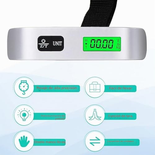 Miniatura 2 de Blendura Pesa Digital Maletas De Viaje, Escala Del Equipaje, Bascula Lcd Portátil, Función De Medición De Temperatura, 110 Lb 50 Kg Adecuado Para Viajes Al Aire Libre, Gris