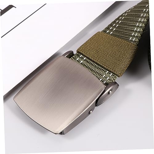 1pc Adjustable Canvas Belt for Men and Women Lightweight Waistband Plastic Buckle for Outdoor Training Green Webbing3