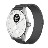 GIOPUEY 20mm Cinturini Magnetica Compatibile con Withings ScanWatch 2 42mm/Nova 42mm, Cinturino in Acciaio Inossidabile Intrecciato [Magnetico] - Black