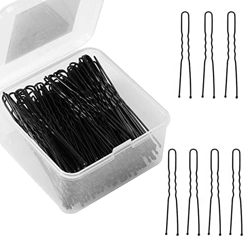 PURPLESKY U Shaped Bobby Pins 2.4 inch, 200Pcs, Black Hair Pins for Buns Bobby Hair Pins for Women with Storage Box, 710