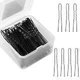 PURPLESKY U Shaped Bobby Pins 2.4 inch, 200Pcs, Black Hair Pins for Buns Bobby Hair Pins for Women w