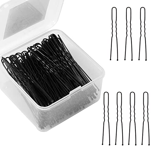 Purplesky U Shaped Bobby Pins 2.4 Inch, 200Pcs, Black Hair Pins For Buns Bobby Hair Pins For Women With Storage Box, 710 #TOP2