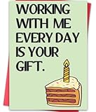 LiuuLi Funny Birthday Card for Coworker, Hilarious Office Birthday Card for Boss Friends Coworker, Working With Us Everyday Is Your Gift