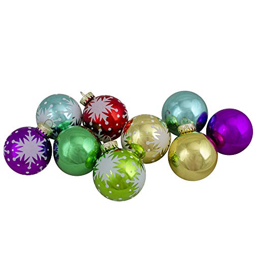 Set Of 9 Assorted Glass Ball Hanging Christmas Ball Ornaments 2.25-Inch (57Mm) #TOP16