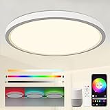 💡 TOP RGB &CCT dimmbar Deckenlampe Wohnzimmer: LED Deckenleuchte, die RGB-Blendlicht und alltägliche Lichtquellen kombiniert, Haupt- und Hintergrundlicht arbeiten getrennt und mit Nachtlichtmodus für eine romantische oder entspannende Atmosphäre. 3000K-6500K einstellbare Farbtemperatur, 10% bis 100% einstellbare Helligkeit Hauptlicht + 16 Millionen Variationen von RGB-Hintergrundlicht，für die unterschiedlichen Bedürfnisse in Ihrem Zuhause.