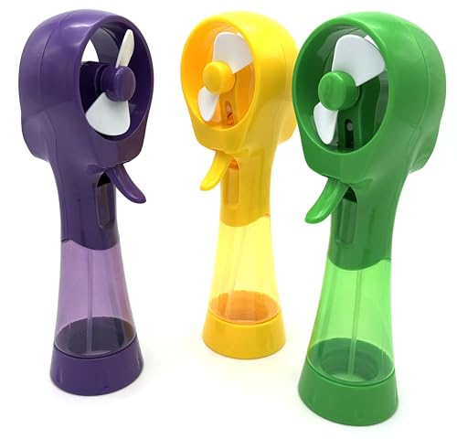 BJPEY Water Misting Fan Handheld Battery Powered Portable Personal Cooling Fans for Travel, Beach, Camping (Yellow+Purple+Green) by BJPEY - Used condition - Image 5