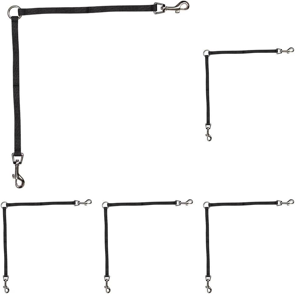 Guardian Gear Nylon 2-Way Large Dog Coupler with Nickel-Plated Swivel Clip, 24", Black (Pack of 5)