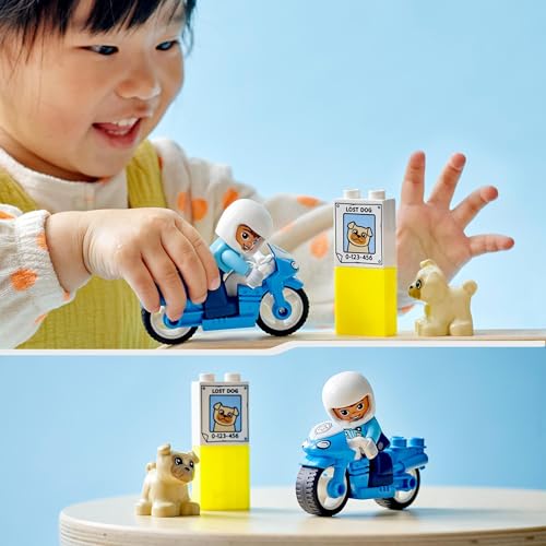 LEGO 10967 DUPLO La Moto De Police, Jouet Pour les Enfants de 2 Ans et Plus, Avec Figurine de Policier, Développement De La Motricité Fine
