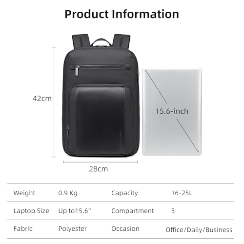 Image of Arctic Hunter 25L Expandable Laptop Backpack for Men | Slim Office Business Backpack for 15.6 Inch Laptop | Water Resistant Travel & Daily Commute Bag