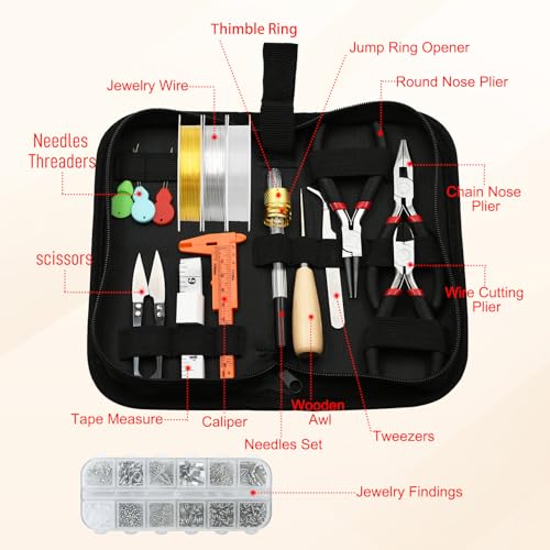 LYFJXX Jewelry Making Supplies Kit with Jewelry Pliers, Jewelry Wires and Jewelry Findings for DIY