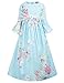 SCARLET DARKNESS Mädchen Kleid Vintage Kleid Rockabilly Langarmkleid mit Blumendruck Hellblau 11 Jahre
