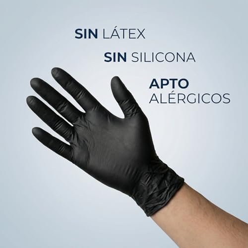 Miniatura 3 de Kmina Guantes Nitrilo Talla M 100 Guantes , Desechables, Sin Polvo, Libre De Latex, Negro