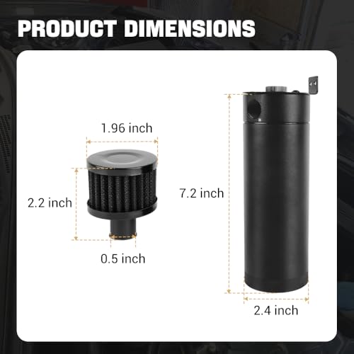 BARTOO Upgrade 750ml Oil Catch Can Tank Universal 2 Port Oil Catch Can Billet Aluminum Car Engine Oil Catch can kit with Breather Filter Reservoir Oil Separator by BARTOO - Image 5