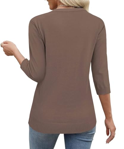 JomeDesign Womens Sweaters 3/4 Sleeve Pullover Tops V Neck Blouses Business Casual Fashion Clothes3