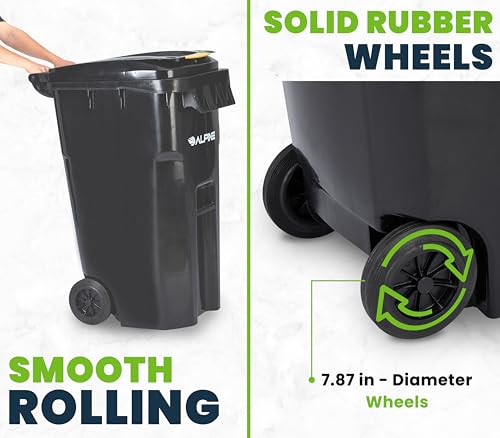 Alpine Industries ALP500-64-BLK-AM Alpine 64 Gallon Trash Can With Wheels - Large Heavy Duty Outdoor Trash Can thumb #3