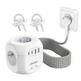 LENCENT Ciabatta da 4 Prese Schuko, 8 in 1 Multipresa a Cubo