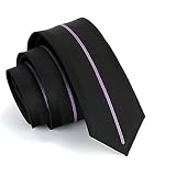 Manoble Herren Krawatten 2,17 Zoll Slim Krawatten für Männer, Schwarz / Hellviolett., Einheitsgröße