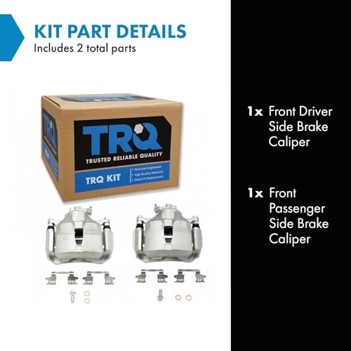 Image of TRQ Front Brake Caliper Set Zinc Coated Brackets Hardware Compatible with 2002-2006 Toyota Camry