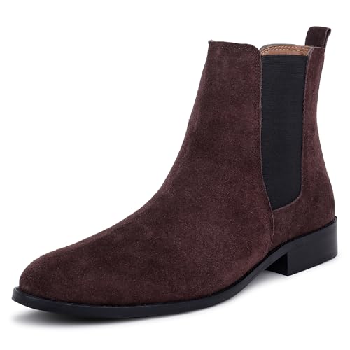 Image of LOZANO Suede Leather Chelsea Boots for Men | High Ankle Boots, Soft Cushioned Insole, Slip-Resistance, Arch Support & Shock Absorption