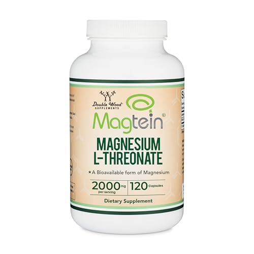 Magnesium L Threonate, Magtein - NSF Certified - Sleep and Cognitive Support – High Absorption – Most Bioavailable Form of Magnesium – 2,000 mg – 120 Capsules