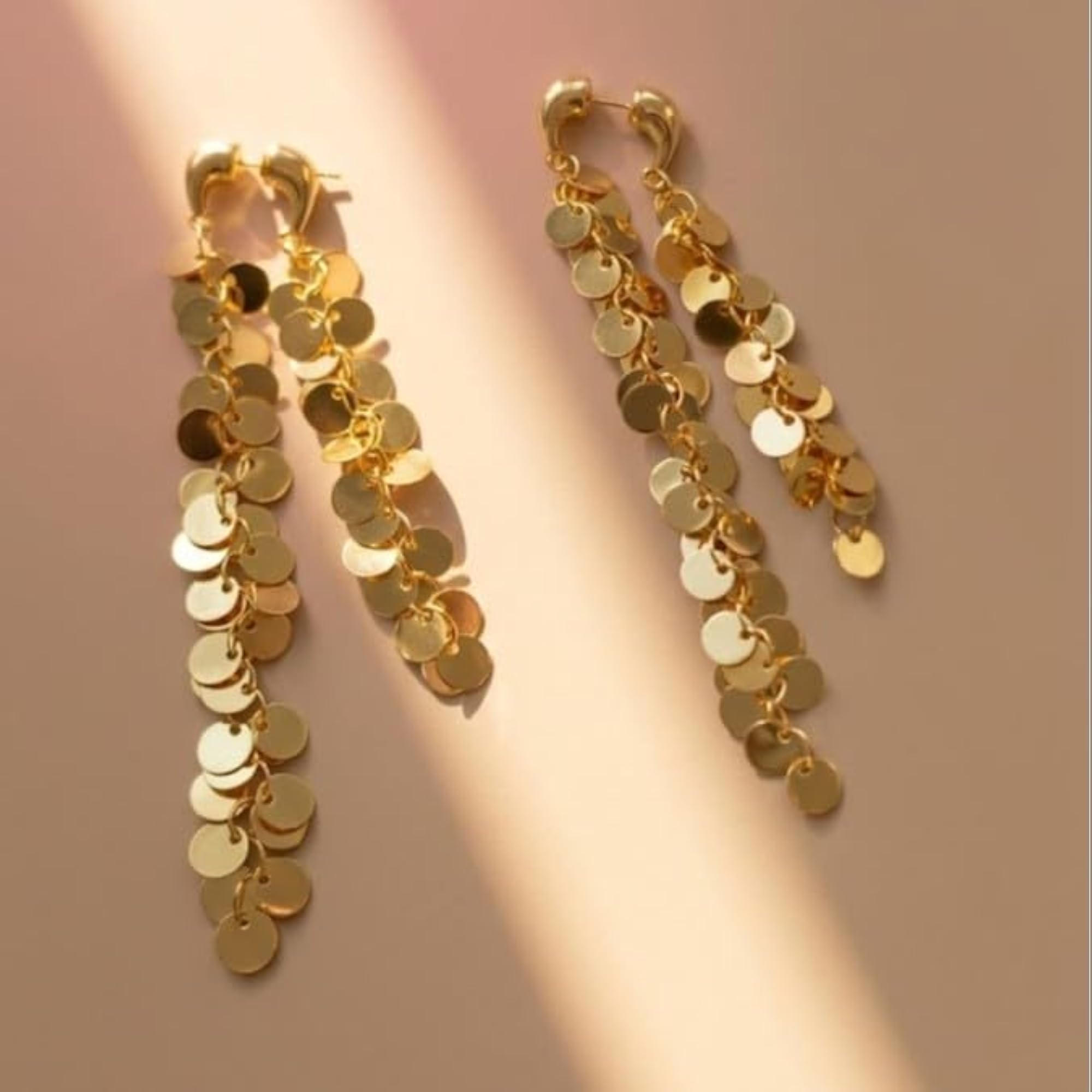 Women's Golden Sequin Tassel Earrings