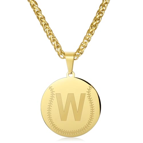 AMITER Baseball Necklace Initial A