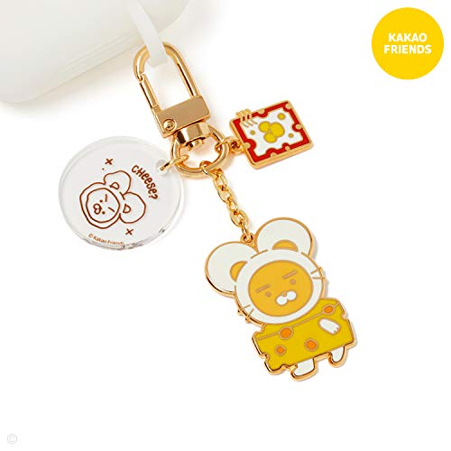 Kakao Friends Official- Cheese Friends Charm Keyring Keychain, Compatible With Airpods Silicone Case (Ryan) #TOP7