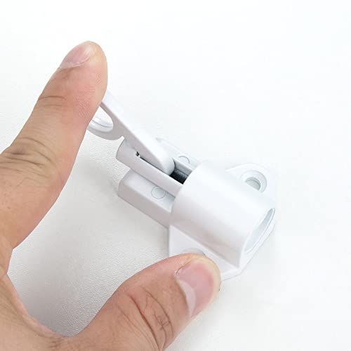 Iniret 4 Packs Self-Closing Latches，White Spring Door Lock，Resilient Bolt Latch Aluminum Alloy Safety Automatic Spring Barrel Slide Door Lock With Screws,Used For Gate,Window And Cabinet Etc #TOP3