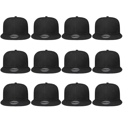 Gelante Plain Blank Flat Brim Adjustable Snapback Baseball Caps Wholesale LOT 12 Pack