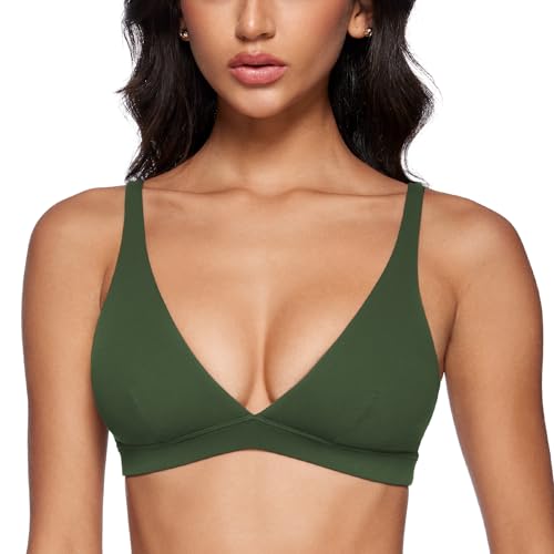 Image of INGIA Deep V-Neck Sports Bra Padded U Back Yoga Workout Bra | Low Impact, Fitness, Yoga, Wireless, Workout, Contour, Crop Top, for Women