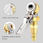 1/4" FNPT Locking Air Chuck Tire Inflator Nozzle with Quick Connect, Clip-On Closed Ball Tire Chuck for Truck RV Tires Air Car Compressor Accessories
