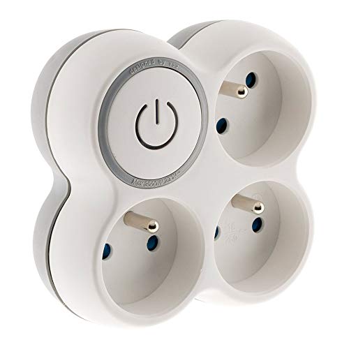 Zenitech Triplite 16A 2P+T façade avec interrupteur gris / blanc