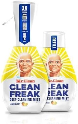 Mr. Clean Freak Deep Cleaning Mist Multi-Surface Spray Lemon Zest Bundle, 1 Starter + 1 Refill