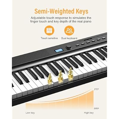 Upgraded Folding Piano Keyboard, 88 Key Full Size Semi Weighted Keyboard Support MIDI and Bluetooth, Portable Foldable Keyboard Piano with Sustain Pedal and Piano Bag, Best Gift for Beginner