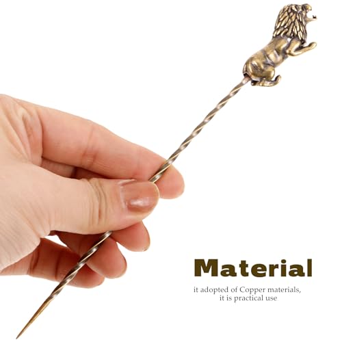 Image of Healeved Copper Cigar Needle Holder 6.06In Retro Punch Tool for Smooth Draw and Flavor Enhancer Smoking Accessory