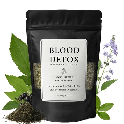 Healing Garden Blood Detox Jamaican Tea, Herbal Plant-Based Botanical Tea with Cinnamon, Guaco, Burdock Root, Daily Enjoyment, Purifies Blood Loose Leaf Herbal Tea 170g/Bag