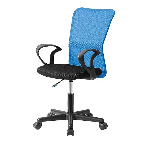 オフィスチェア メッシュ パソコンチェア | 幅41.5cm 肘付き | SGS規格最高ランク 疲れにくい 高密度ウレタン 360度回転 ガス圧昇降 デスクチェア オフィスチェアー PCチェア OAチェア 事務椅子 学習椅子 組立簡単 (ブルー) [3]