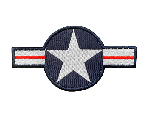 Large U.S. Air F Star Patch USA Airplane Airmen Uniform Logo Embroidered Applique Patch with Hook and Loop Fastener for Kids Boys Students Adult Bag Backpack Vest- 4.8x2.5
