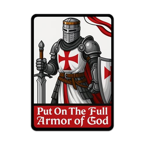 Put On The Full Armor of God Christian Sticker – Knight Armor Faith Vinyl Decal for Laptop, Water Bottle, Bible, Car, Religious Gift