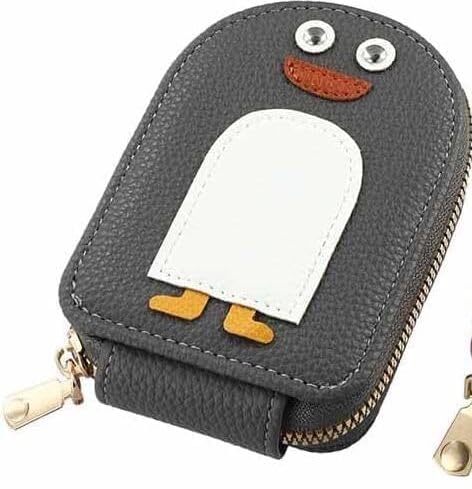 A4SHOP Penguin Shape Pu Leather Multi-Pocket with Zipper Wallet Clip Phone Case Credit Card Holder Self Adhesive Small Document Keys Money Coins Storage Pouch for Adults Teens (Dark Grey)-image-35