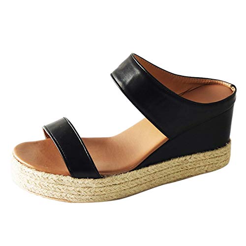 TEEL ONG - Sandalias de tacón con cuña para mujer, con puntera abierta, puntera abierta, con tachuelas, decoración básica y transpirable, para mujer, color, talla 37.5 EU