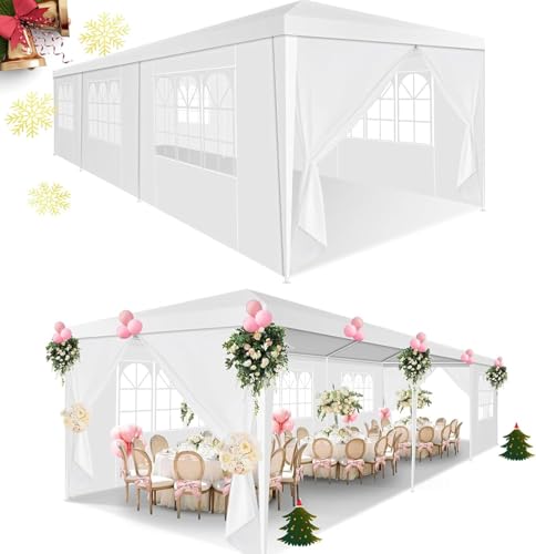 HOTEEL 10x30 Party Tent Outdoor Canopy Tents for Parties with 8 Removable Sidewalls, Carpas para Fiestas Waterproof for Gazebo Large Backyard Shelter Patio Wedding Events Tent BBQ by Hoteel - Used condition - US$103.59