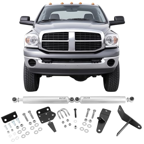 VEVOR Dual Steering Stabilizer, for 2003-2012 Dodge Ram 2500/3500 4WD, Dual Steering Stabilizer Kit Fits with 2 Inches of Suspension Lift or Higher, Enhanced Control & Reduced Vibration, Easy Install
