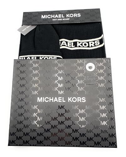 Michael Kors Ensemble écharpe et bonnet noir et blanc taille unique