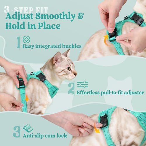 rabbitgoo Cat Harness and Leash, Easy-on with Neck Buckle, Green - 4