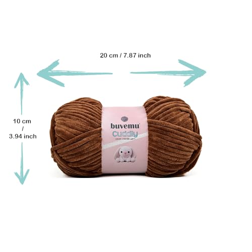 Image of Cuddly Velvet Chenille Yarn, Super Soft Fluffy Bulky for Knitting Crocheting Crafting Blanket Amigurumi, Durable for Shedding, 100 Gram (3.53 Ounces) 109 Yards (100 Meters) (Brown Bear)