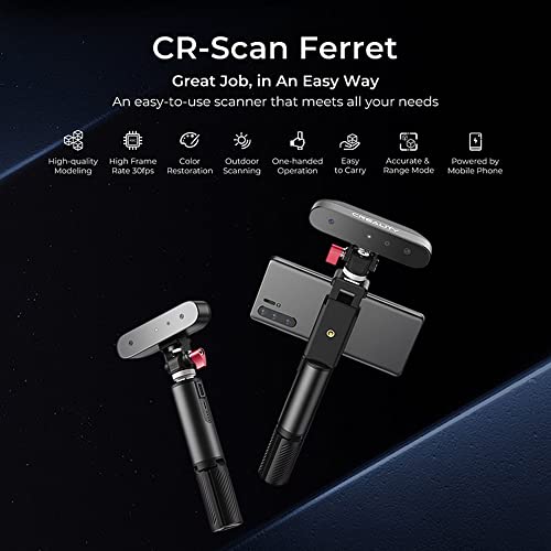 Official Creality 3D Scanner Cr-Scan Ferret Quick Scan With 0.1 Mm Accuracy Dual Mode Scanning Portable Handheld Scanner For 3D Printing & Modeling,Compatible With Android/Win 10/11(64-Bit) #TOP2